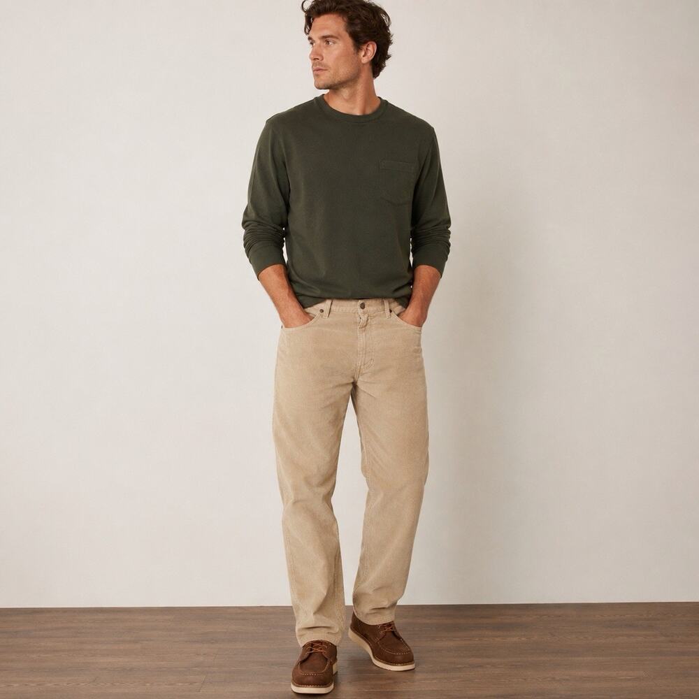 Lucky Brand 361 Vintage Straight Corduroy Pants Mens 40x32 Khaki Beige Cotton - Picture 1 of 12
